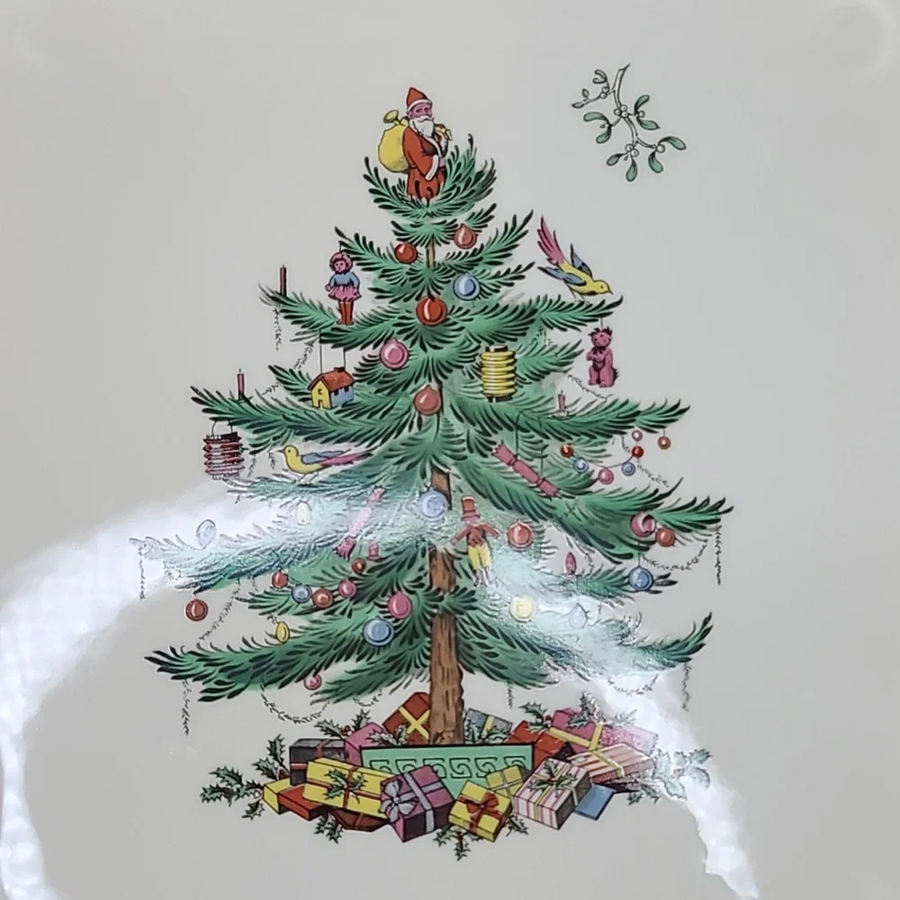 Spode Christmas Tree Classic Vintage Collectible Ceramic Square Buffet Dish